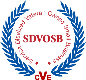 SDVOSB certified, Service-Disabled Veteran-Owned Small Business CVE logo